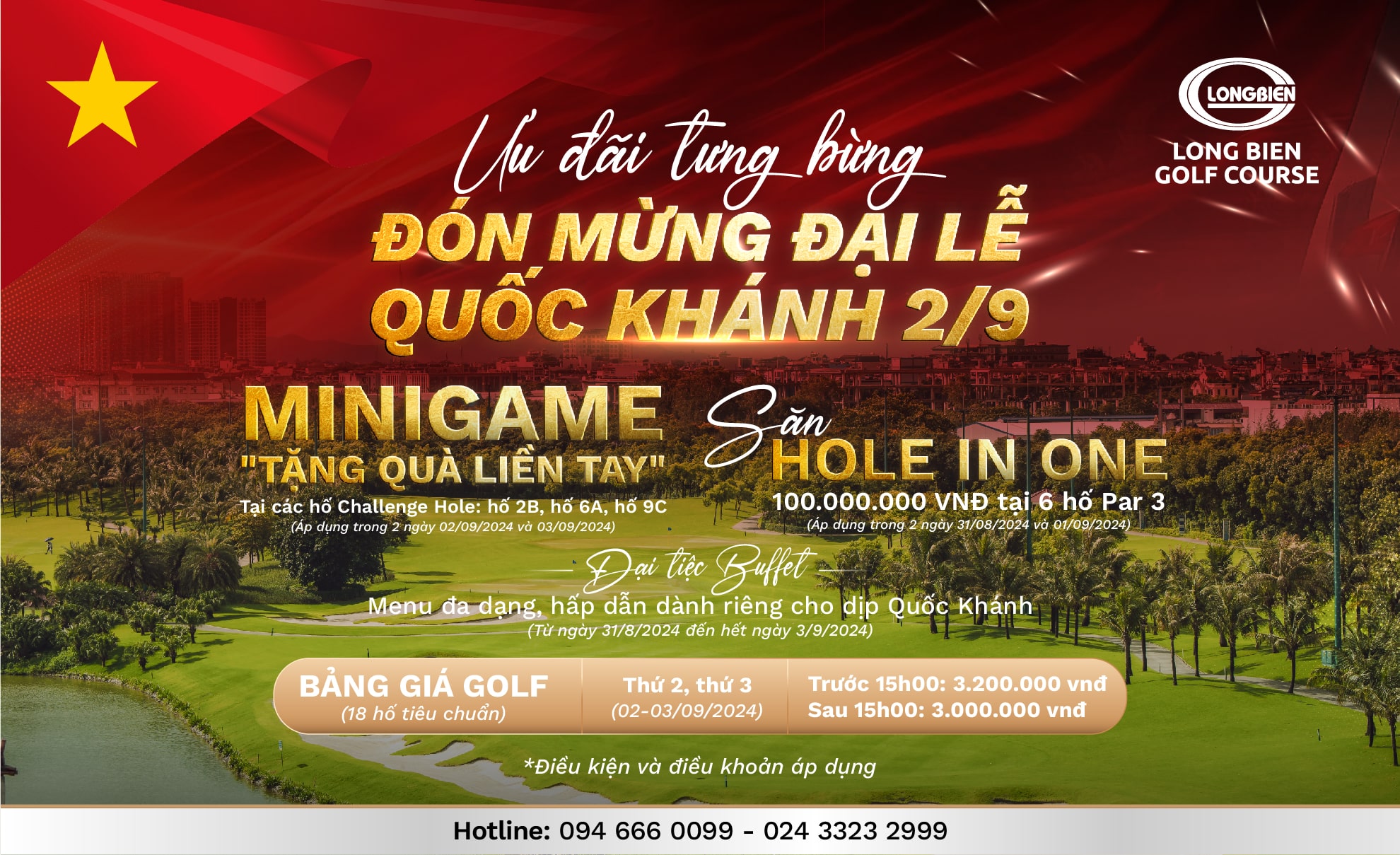 QUỐC KHÁNH NGẬP TRÀN ƯU ĐÃI TẠI SÂN GOLF LONG BIÊN